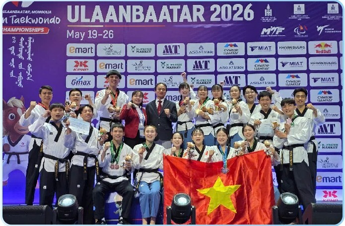 Чемпионат Азии по тхэквондо 2026 года: Вьетнам завоевал 2 золотые медали в дисциплине демонстрационных комплексов