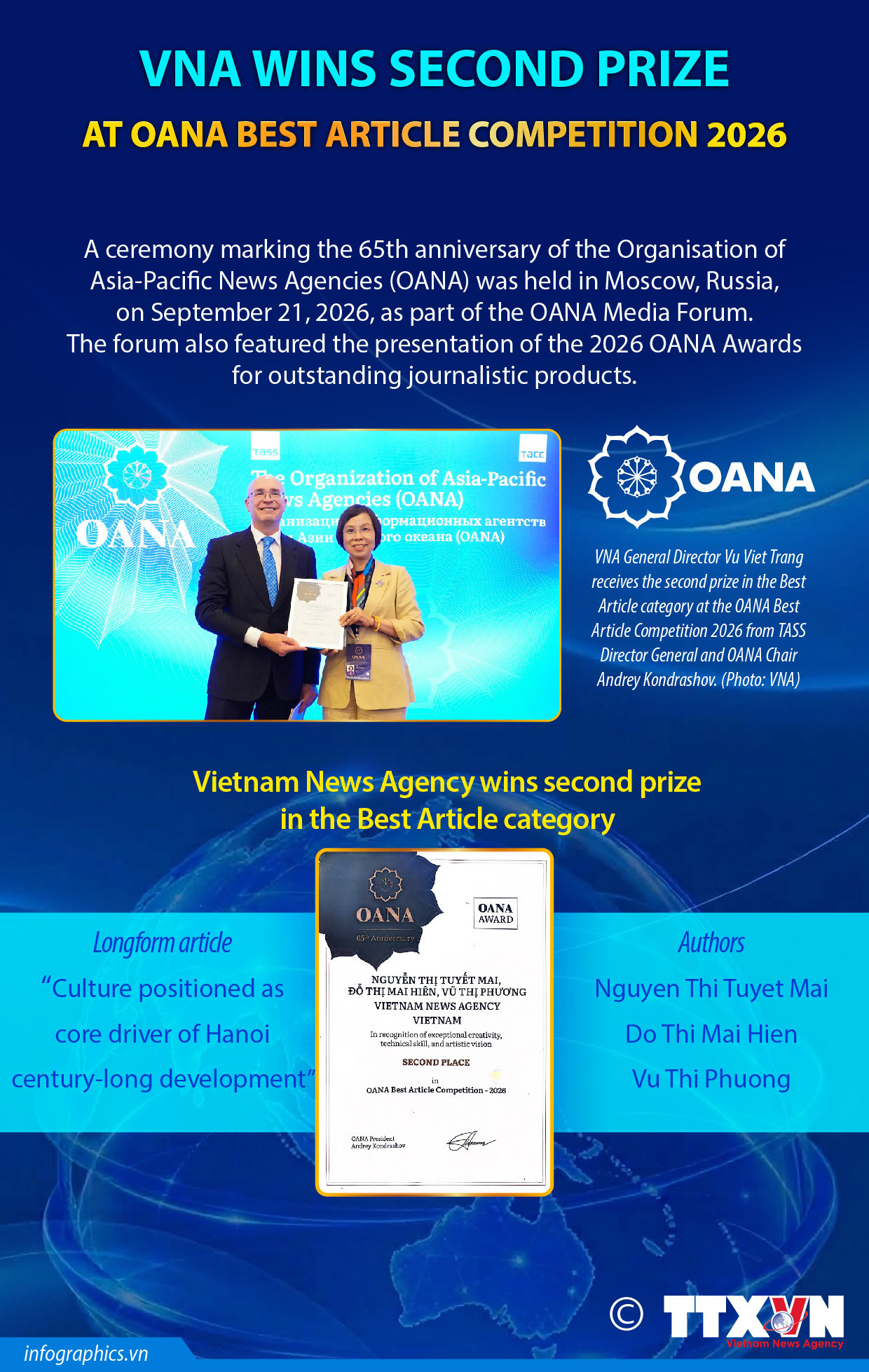 VNA wins second prize at OANA Best Article Competition 2026