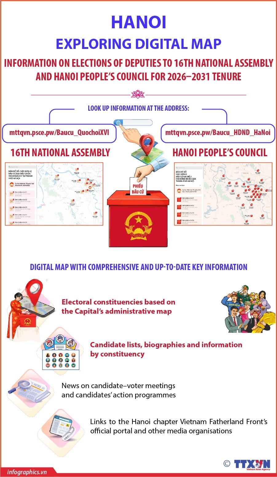 Digital map for 2026–2031 National Assembly and Hanoi People’s Council elections