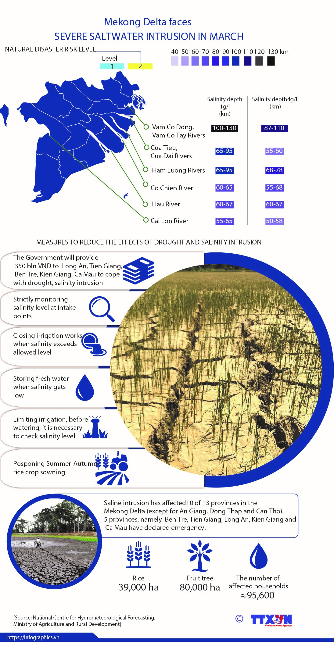 Mekong Delta faces severe saltwater intrusion in March