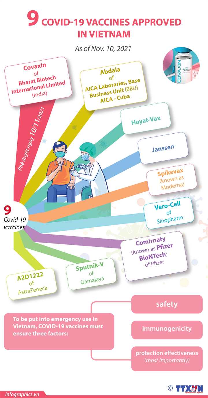 Nine Covid-19 vaccines approved in Vietnam