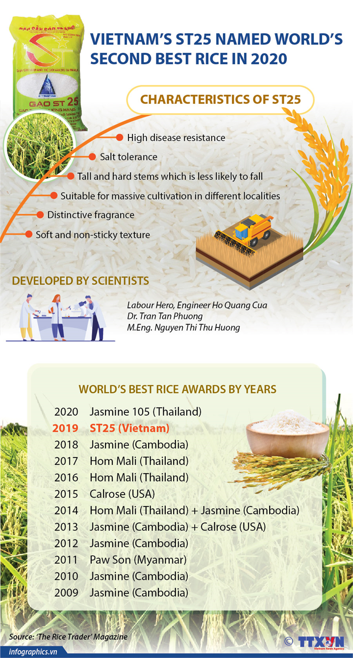 Vietnam’s ST25 named world’s second best rice in 2020